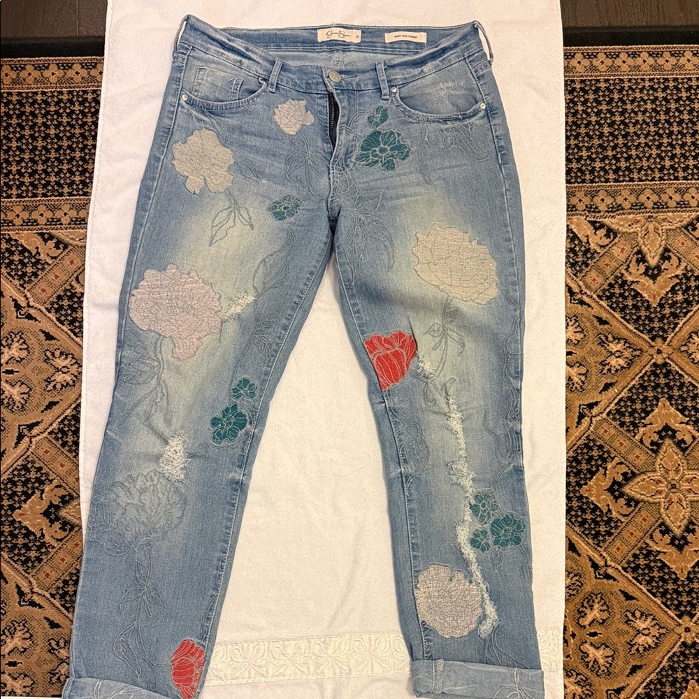 Jessica Simpson Blue Jeans with Floral Embroidery